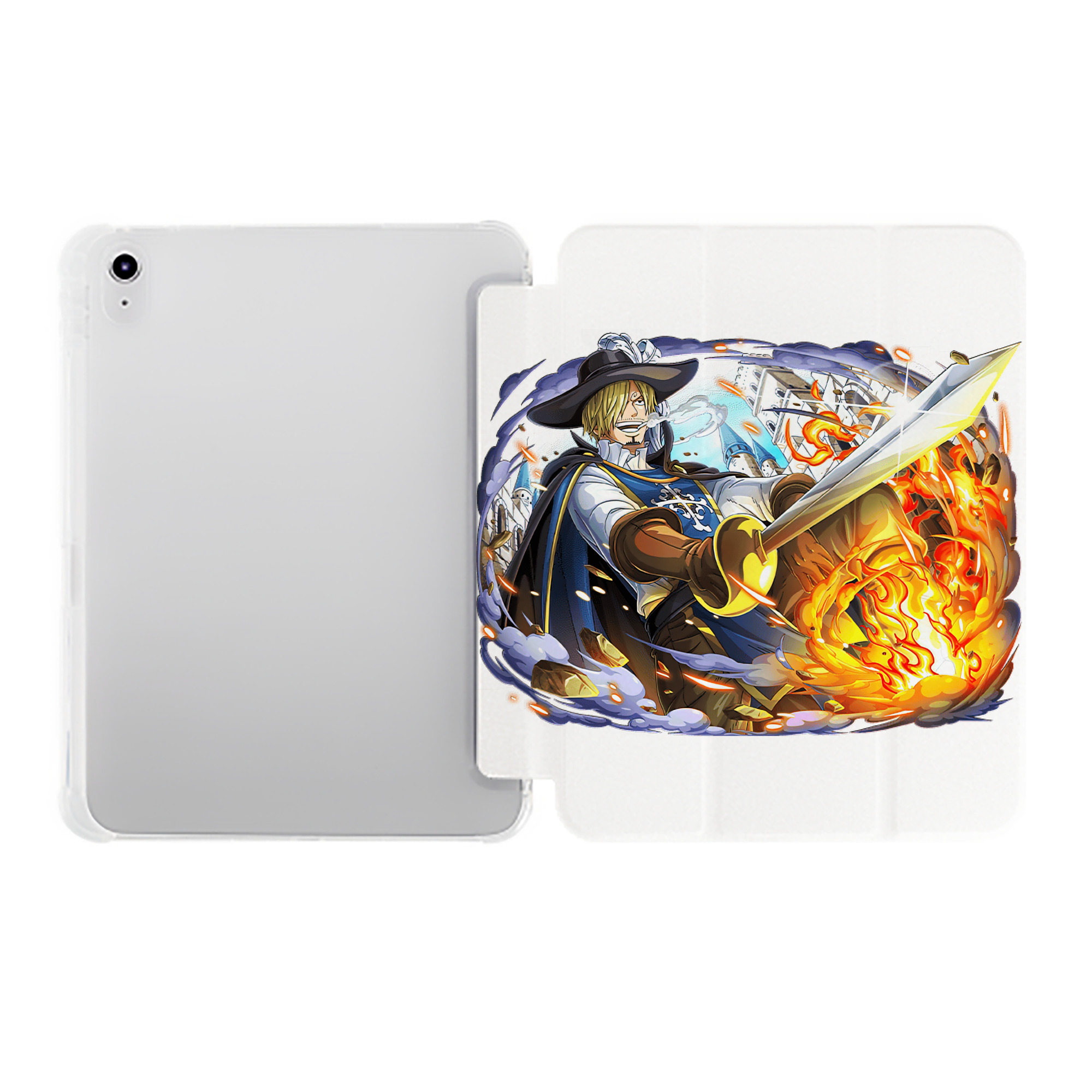 （画像用） ワンピース サンジ ONE PIECE Sanji IPad ケース ペン収納付き 三つ折りスタンド PUレザー×シリコン 対応機種9.5/10.5/10.9インチ